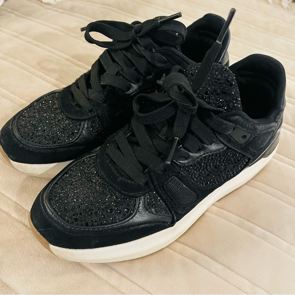 Zara Women’s Black Glitter sequined Sneakers Size 5 EU 35